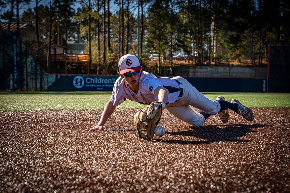 Baseball Player Catching a Ball
