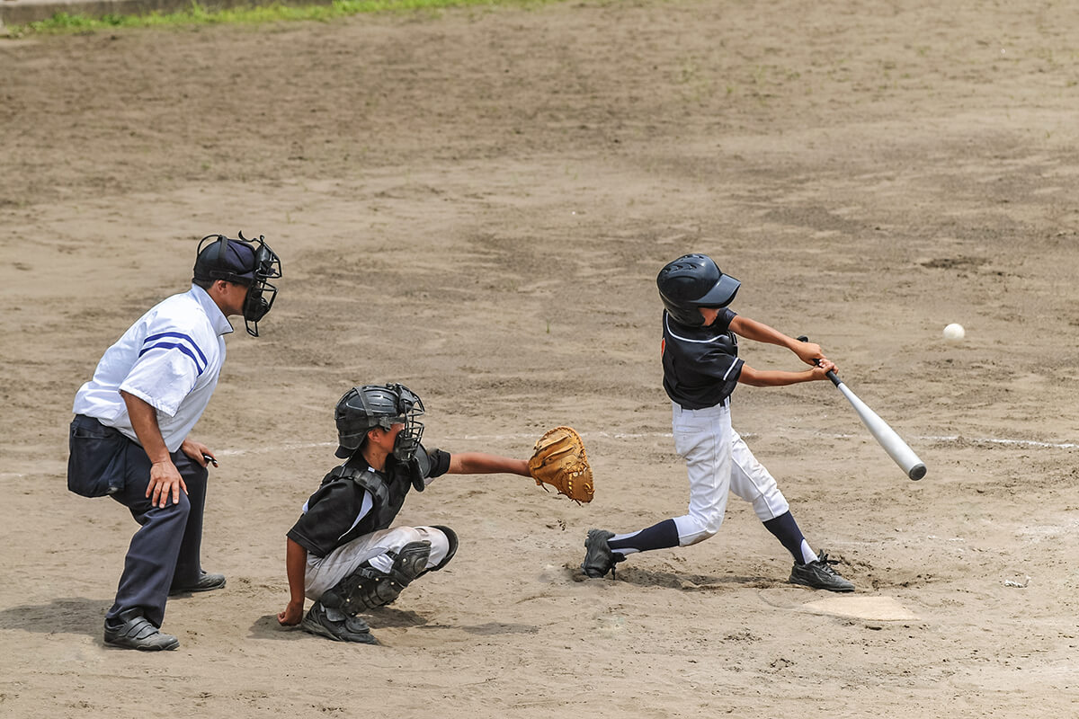 Youth baseball player at bat